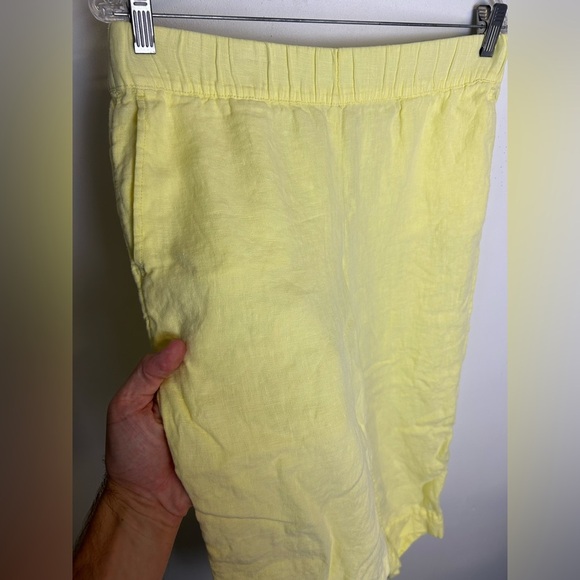 PureJill Garment Died 100% Linen Butter Yellow Pull on pants Size S Natural - Picture 2 of 13